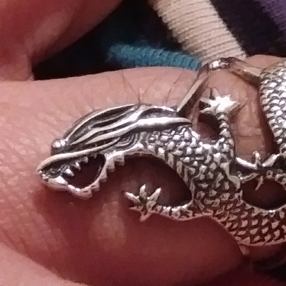 .925 Sterling Silver Dragon ring - Picture 6 of 8